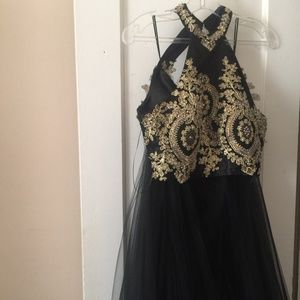 two piece black prom dress.